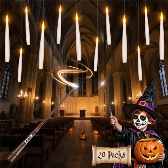 Halloween Floating Candles LED Magic Wand Battery Operated Party Indoor Decor - Picture 1 of 7